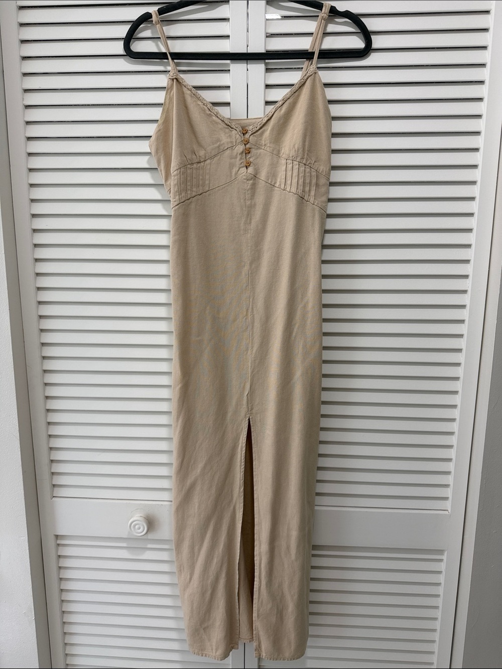Zara Neutral Beige Maxi Slip Dress with Front Slit